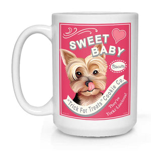 Yorkshire Terrier Art "Sweet Baby Treats" 15 oz. White Mug
