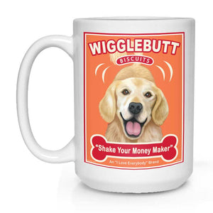 Golden Retriever Art "Wigglebutt Biscuits" 15 oz. White Mug