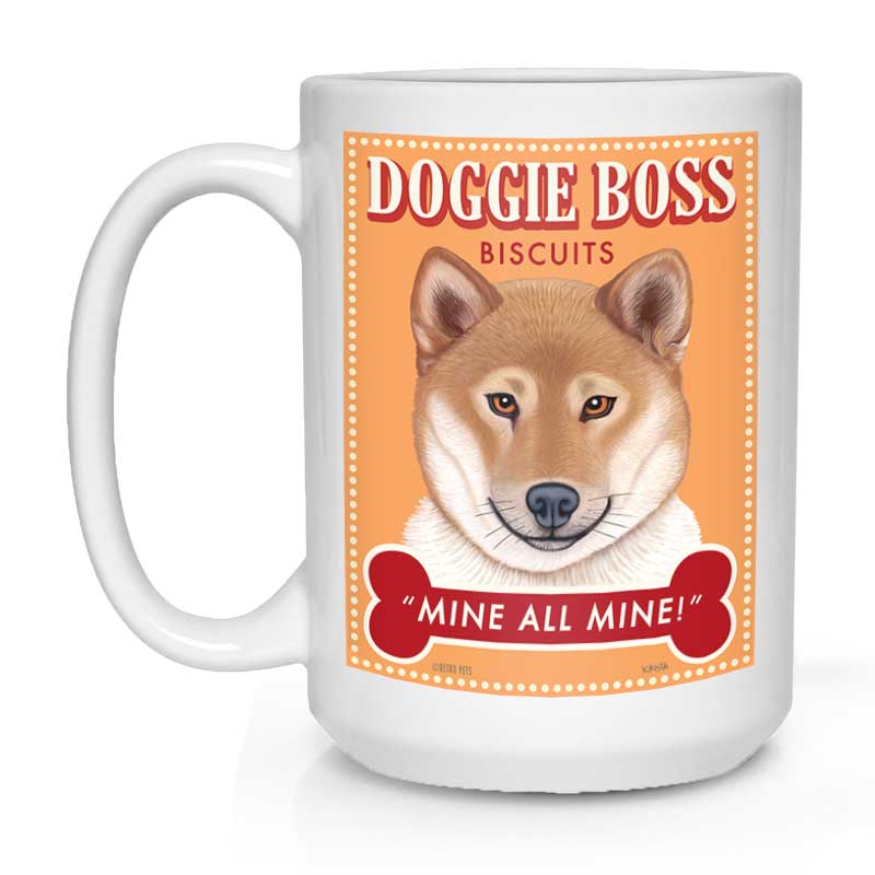 Shiba Inu "Doggie Boss" 15 oz. White Mug