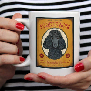 Poodle Art (Black) "Poodle Noir" 15 oz. White Mug