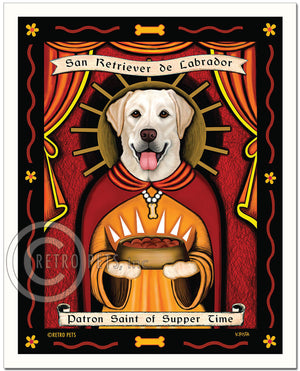 Labrador Retriever Art - Yellow "Patron Saint of Supper Time" Art Print by Krista Brooks