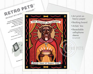 Labrador Retriever Art - Chocolate "Patron Saint of Supper Time" Art Print by Krista Brooks