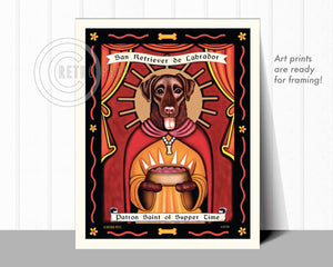 Labrador Retriever Art - Chocolate "Patron Saint of Supper Time" Art Print by Krista Brooks
