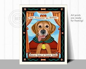 Golden Retriever Art "Patron Saint of Tennis Balls" Art Print by Krista Brooks