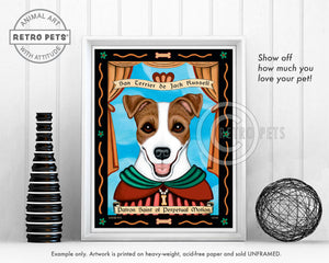 Jack Russell Art "Patron Saint of Perpetual Motion" Art Print by Krista Brooks