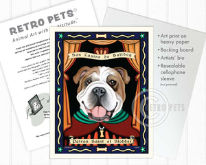 Patron Saint of Slobber Art | Slobber Bulldog Art | Retro Pets Art