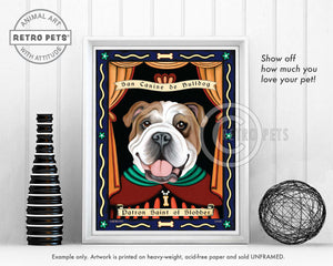 Patron Saint of Slobber Art | Slobber Bulldog Art | Retro Pets Art