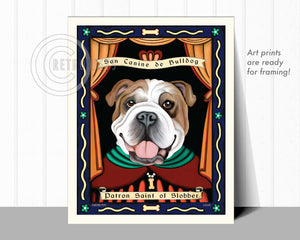 Patron Saint of Slobber Art | Slobber Bulldog Art | Retro Pets Art