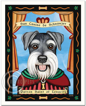 Schnauzer Art "Patron Saint of Tenacity" Uncropped Patron Pooch Art Print by Krista Brooks