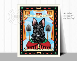 Scottish Terrier Art "Saint of Excavation" Art Print by Krista Brooks