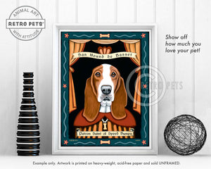 Basset Hound Art "Patron Saint of Speed Bumps" Art Print by Krista Brooks