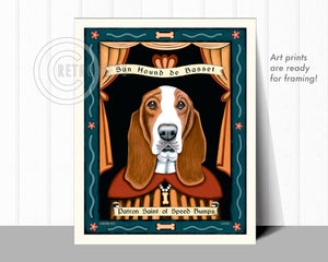 Basset Hound Art "Patron Saint of Speed Bumps" Art Print by Krista Brooks