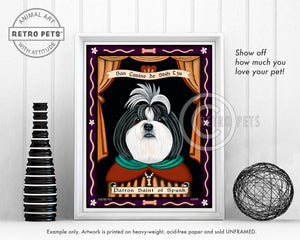 Shih-Tzu Art - B/W "Saint of Ankle Spunk" Art Print by Krista Brooks