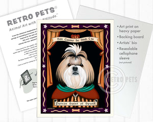 Shih-Tzu Art - Blonde & White "Saint of Ankle Spunk" Art Print by Krista Brooks