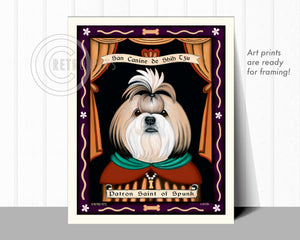 Shih-Tzu Art - Blonde & White "Saint of Ankle Spunk" Art Print by Krista Brooks