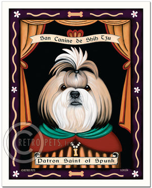 Shih-Tzu Art "Saint of Ankle Spunk" Blonde & White Patron Pooch Art Print by Krista Brooks