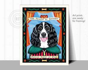 Springer Spaniel Art - B/W "Patron Saint of Play" Art Print by Krista Brooks