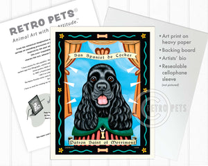Cocker Spaniel Wall Art "Patron Saint of Merriment" | Retro Pets Art