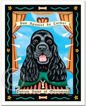Cocker Spaniel Wall Art "Patron Saint of Merriment" | Retro Pets Art