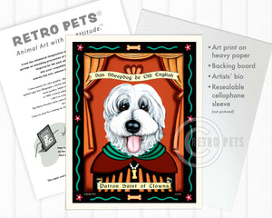 Old English Sheepdog Art "Patron Saint of Clowns" Art Print by Krista Brooks
