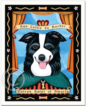 Border Collie Wall Art | Art Print by Krista Brooks | Retro Pets Art