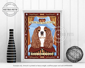 Cavalier Spaniel Art | "Patron Saint of Royalty" | Retro Pets Art