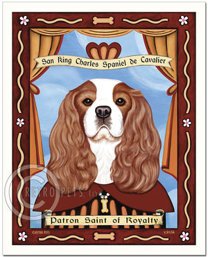 Cavalier Spaniel Art | "Patron Saint of Royalty" | Retro Pets Art
