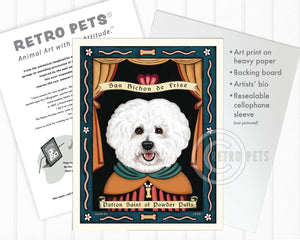 Bichon Frise Art "Patron Saint of Powder Puffs" Art Print by Krista Brooks