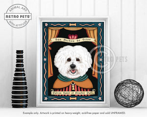 Bichon Frise Art "Patron Saint of Powder Puffs" Art Print by Krista Brooks