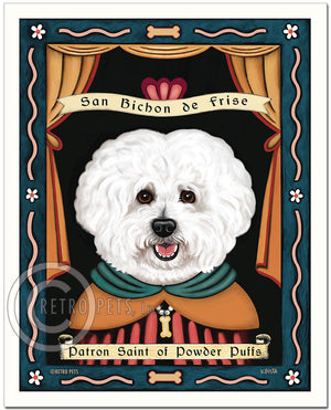 Bichon Frise Art "Patron Saint of Powder Puffs" Art Print by Krista Brooks
