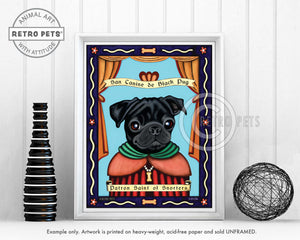 Pug Art "Patron Saint of Snorters" Art Print by Krista Brooks