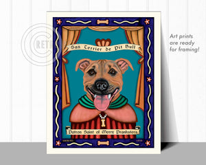 Pitbull Terrier Art "Saint of Merry Pranksters" Art Print by Krista Brooks
