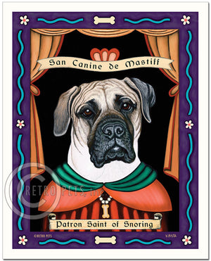 Mastiff Art "Patron Saint of Snoring" Art Print by Krista Brooks