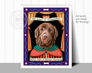 Newfoundland Art - Brown "Patron Saint of Immense Sweetness" Art Print by Krista Brooks