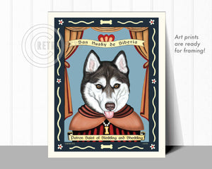 Siberian Husky Art - Brown Eyes "Saint of Sledding & Shedding" Art Print by Krista Brooks