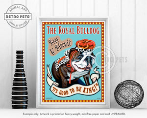 Bulldog Art Prints | "The Royal Bulldog" | Retro Pets Art