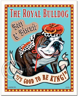 Bulldog Art Prints | "The Royal Bulldog" | Retro Pets Art
