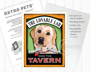 Labrador Retriever Art "Lovable Lab Tavern" Art Print by Krista Brooks