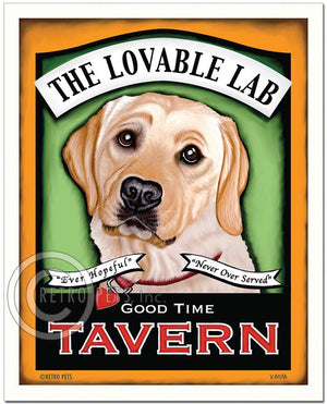 Labrador Retriever Art "Lovable Lab Tavern" Art Print by Krista Brooks