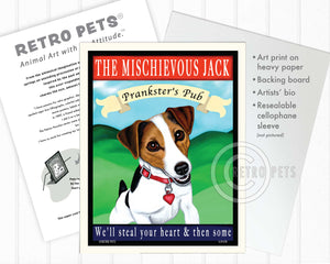 Jack Russell Terrier - Tri-color "The Mischievous Jack" Art Print by Krista Brooks