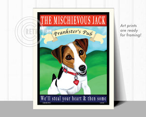 Jack Russell Terrier - Tri-color "The Mischievous Jack" Art Print by Krista Brooks