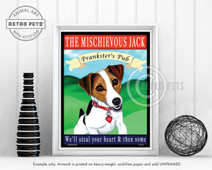 Jack Russell Terrier - Tri-color "The Mischievous Jack" Art Print by Krista Brooks