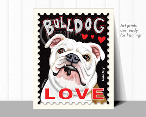 Bulldog Art, English Bulldog Gifts, Bulldog Wall Art, Bulldog Postage Stamp