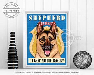 German Shepherd Stout | Shepherd Security Pets Art | Retro Pets Art