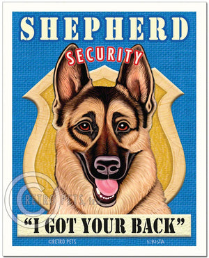 German Shepherd Stout | Shepherd Security Pets Art | Retro Pets Art