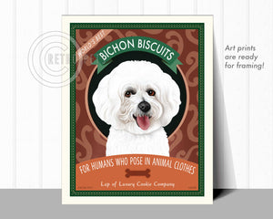 Bichon Frise Art "Bichon Biscuits" Art Print by Krista Brooks