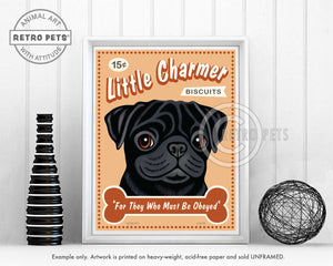 Pug Art "Little Charmer" Art Print by Krista Brooks