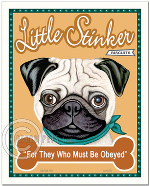 Pug Art "Little Stinker" Faux Treat Label Art Print by Krista Brooks