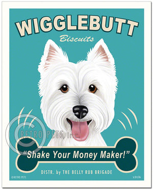 Westie Art "Wigglebutt Westie" Faux Treat Art Print by Krista Brooks