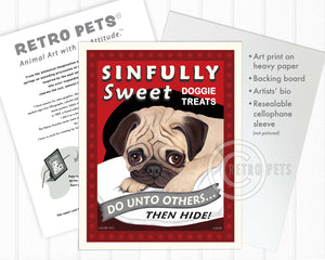 Pug Art "Sinfully Sweet Doggie Treats" Art Print by Krista Brooks